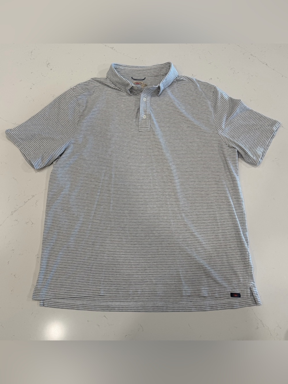 Faherty Men’s Short Sleeve Narrow Black & White Striped Polo - XL